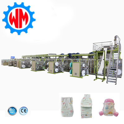Volledige servo-baby luier productielijn Automatiseringsbesturingssysteem Hoog efficiëntie